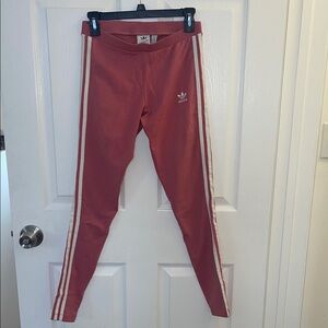 Adidas Rose Leggings with White Stripes